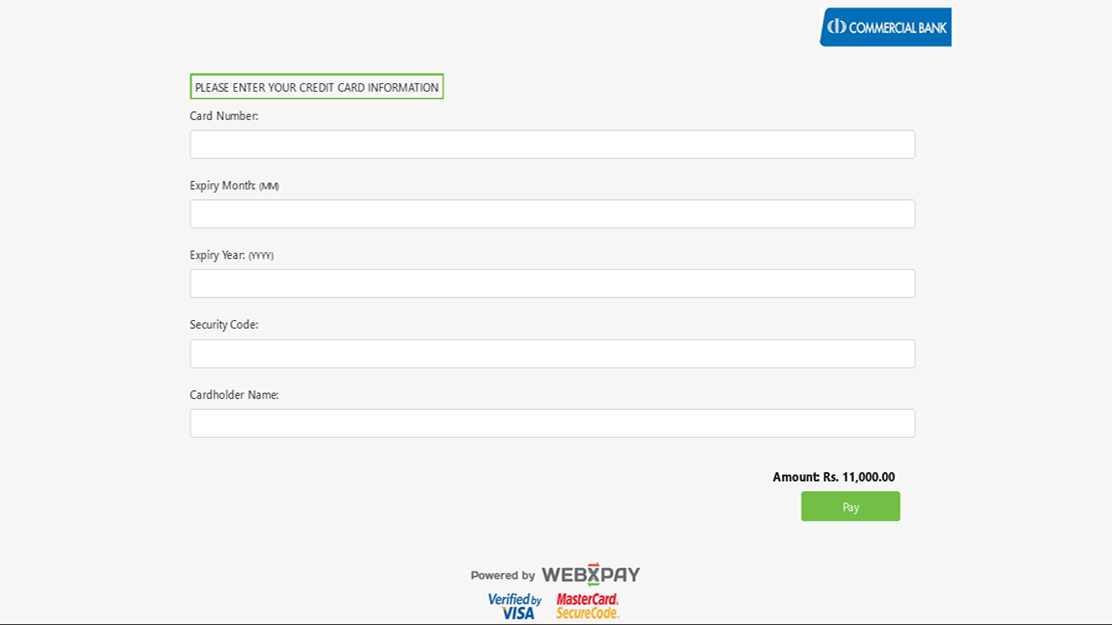 WEBXPAY Betalningssida