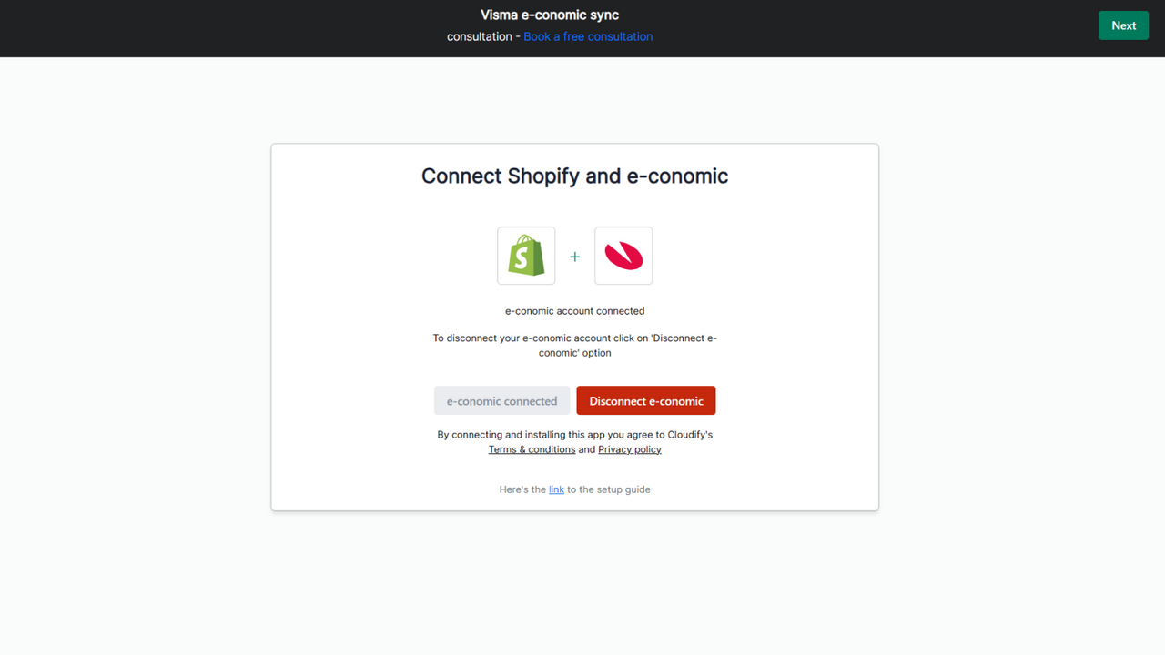 Nemt at forbinde din e-conomic konto med din Shopify butik