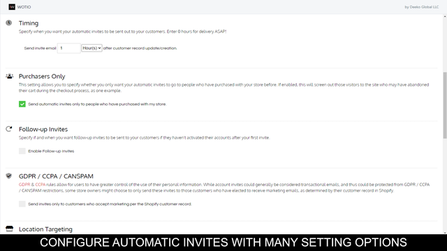 Configure automatic invites with many setting options.