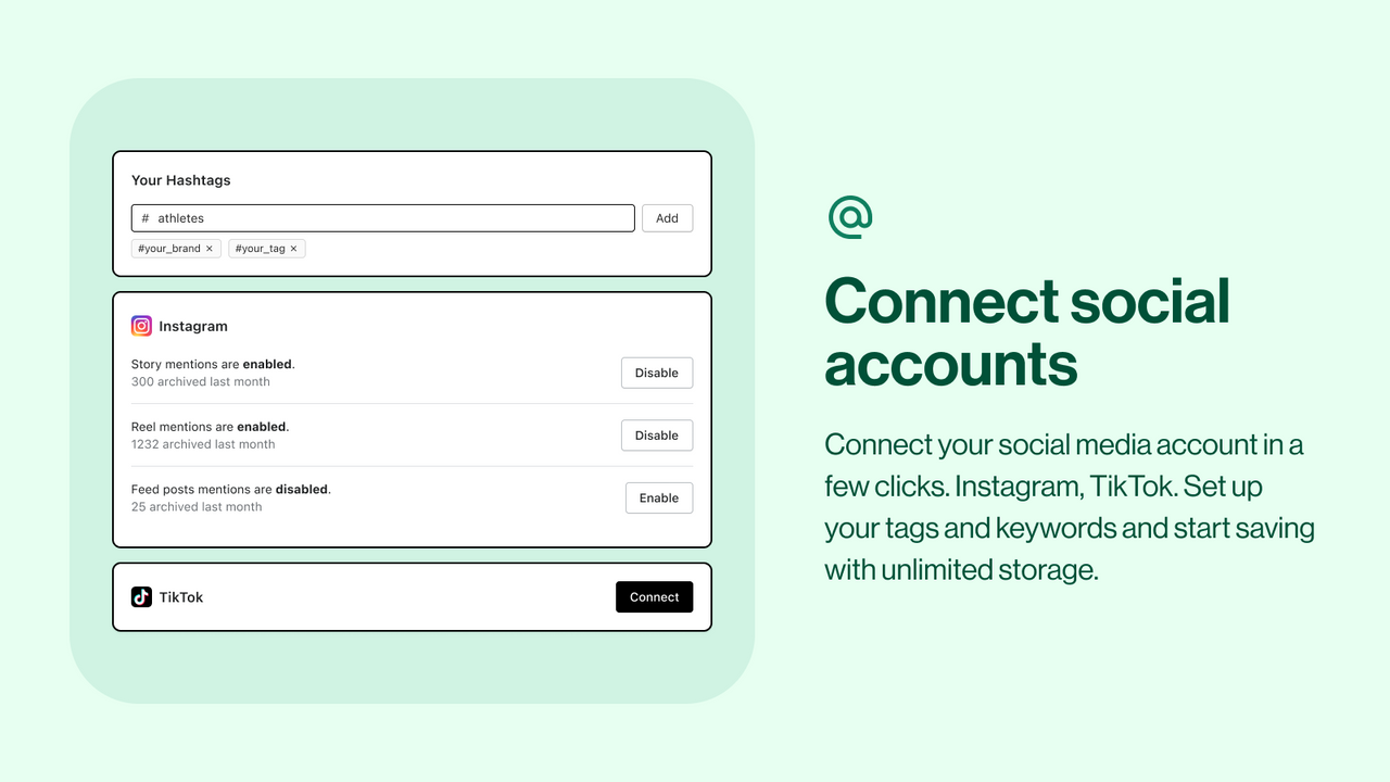 Connectez les comptes Instagram & Tiktok et configurez en quelques minutes