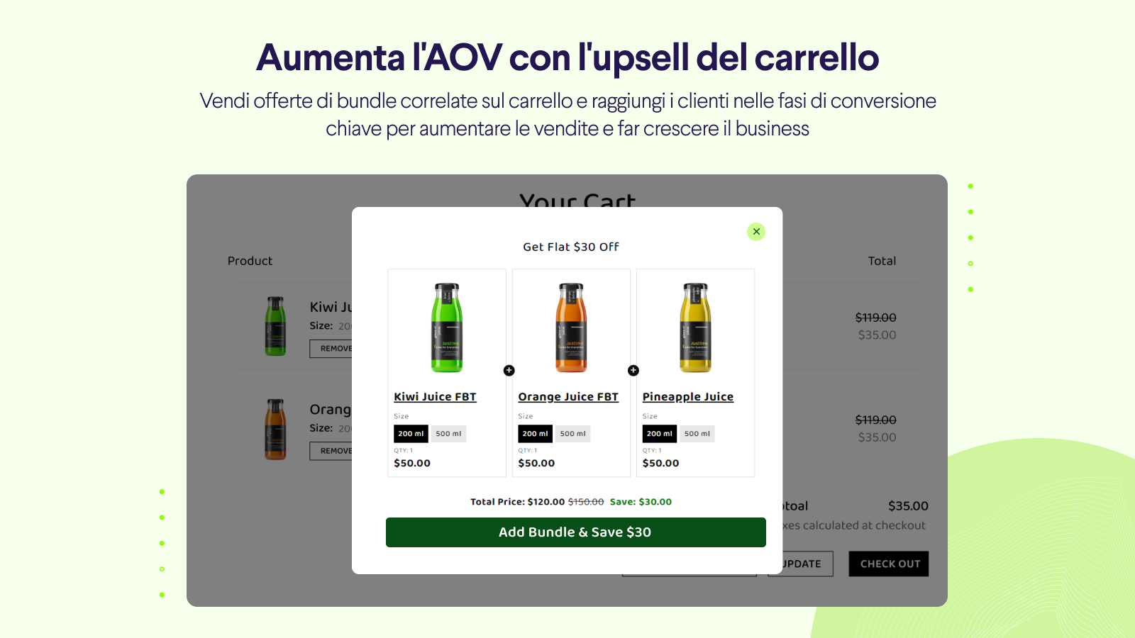 Aumenta l'AOV con l'upsell del carrello