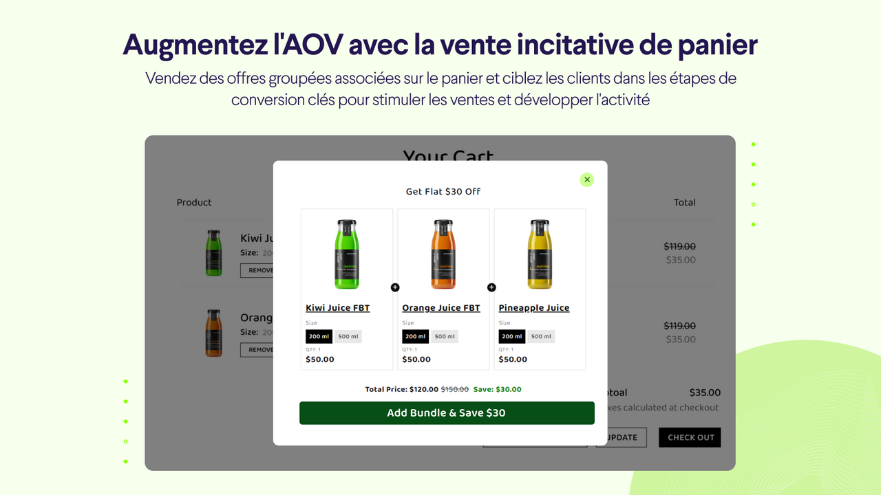 Augmentez l'AOV avec la vente incitative de panier