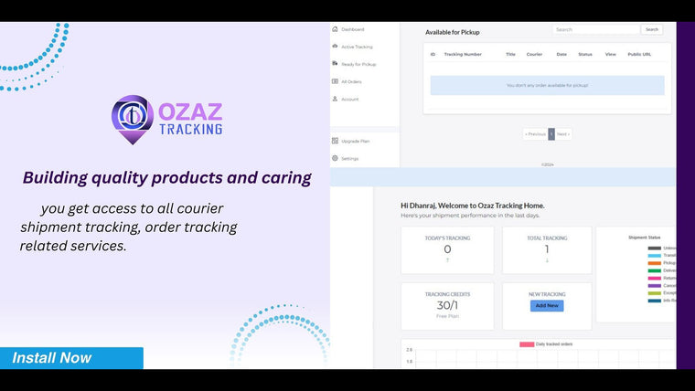 Ozaz Tracking Screenshot