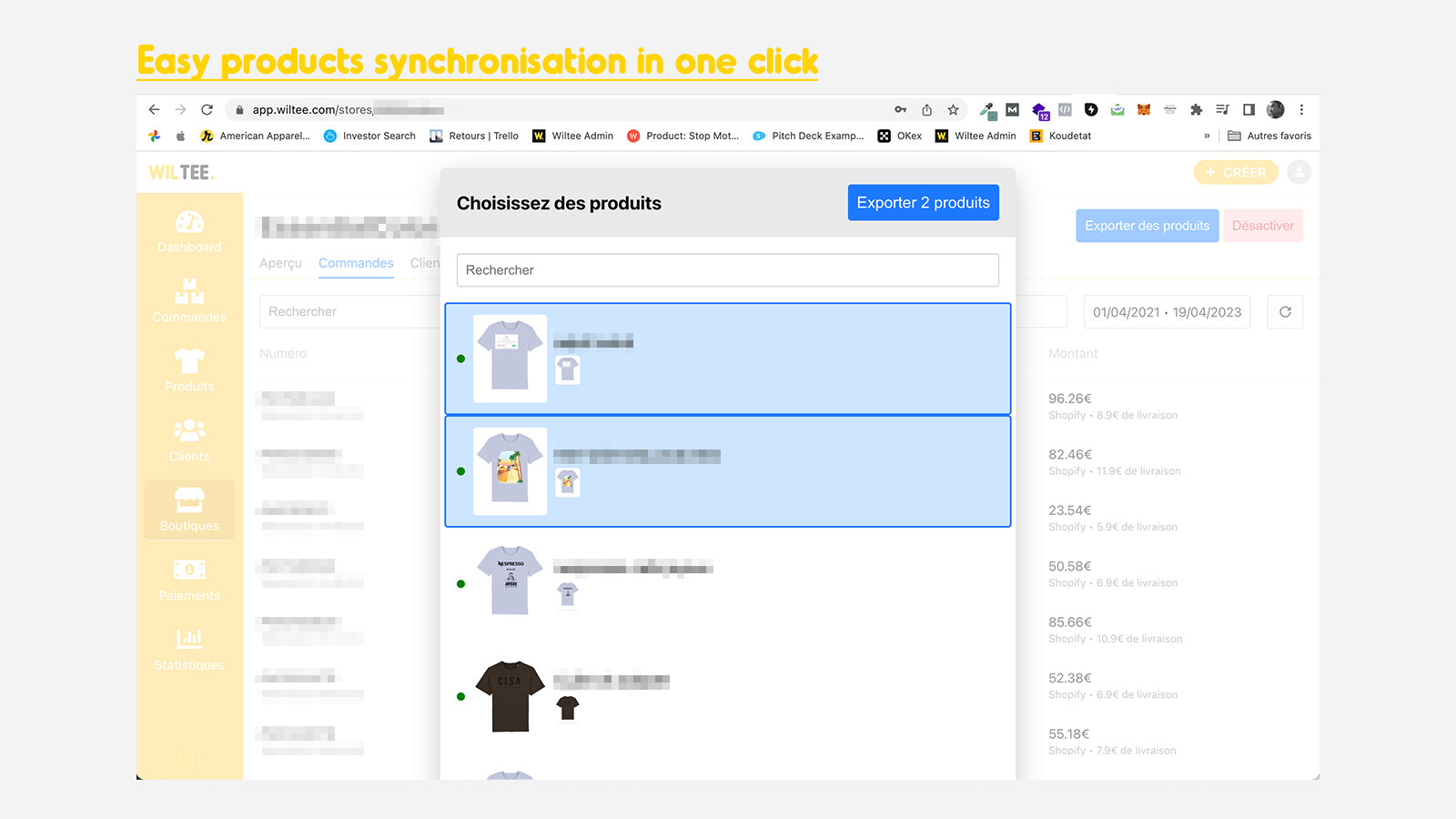 Synchronisation facile des produits en 1 clic