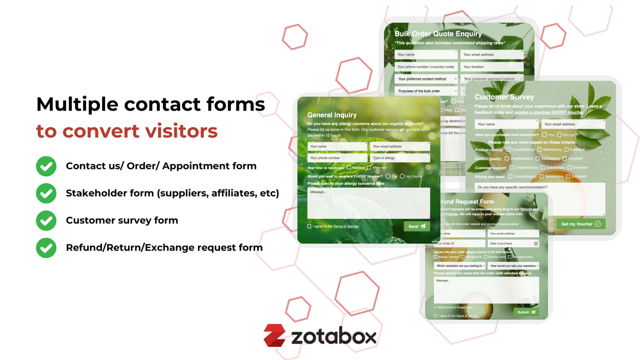 contact us form, collect customer info, convert visitor traffic