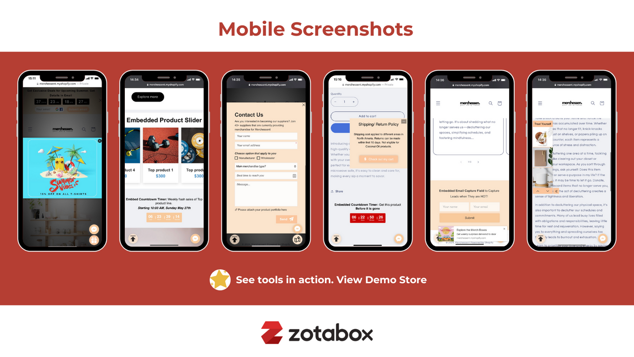 popup til mobil, mobil screenshot
