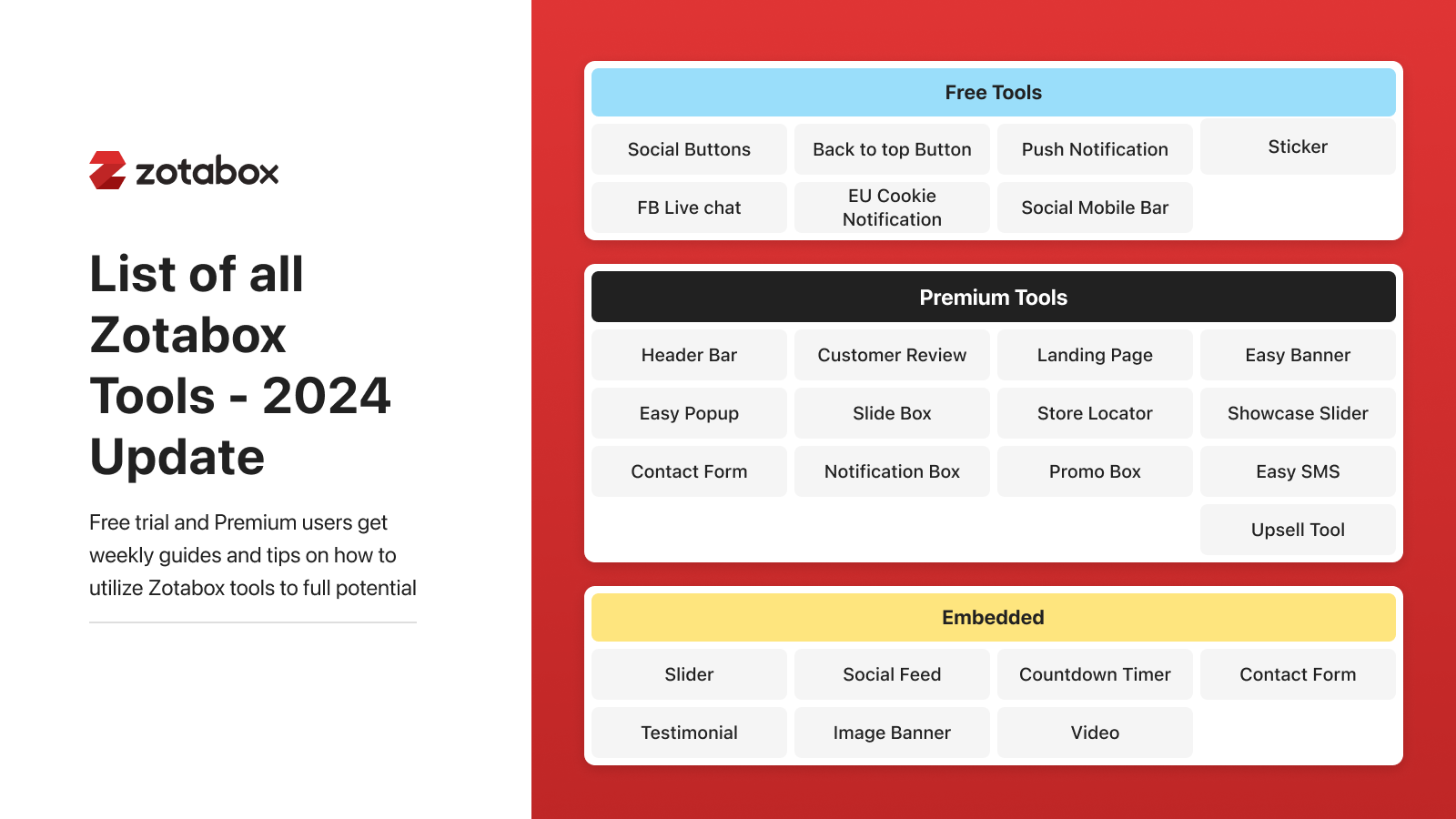 Lista de todas las Herramientas Zotabox 2024