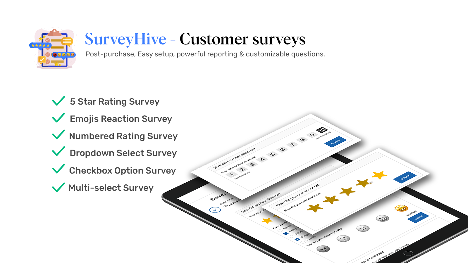 Recursos do cliente SurveyHive