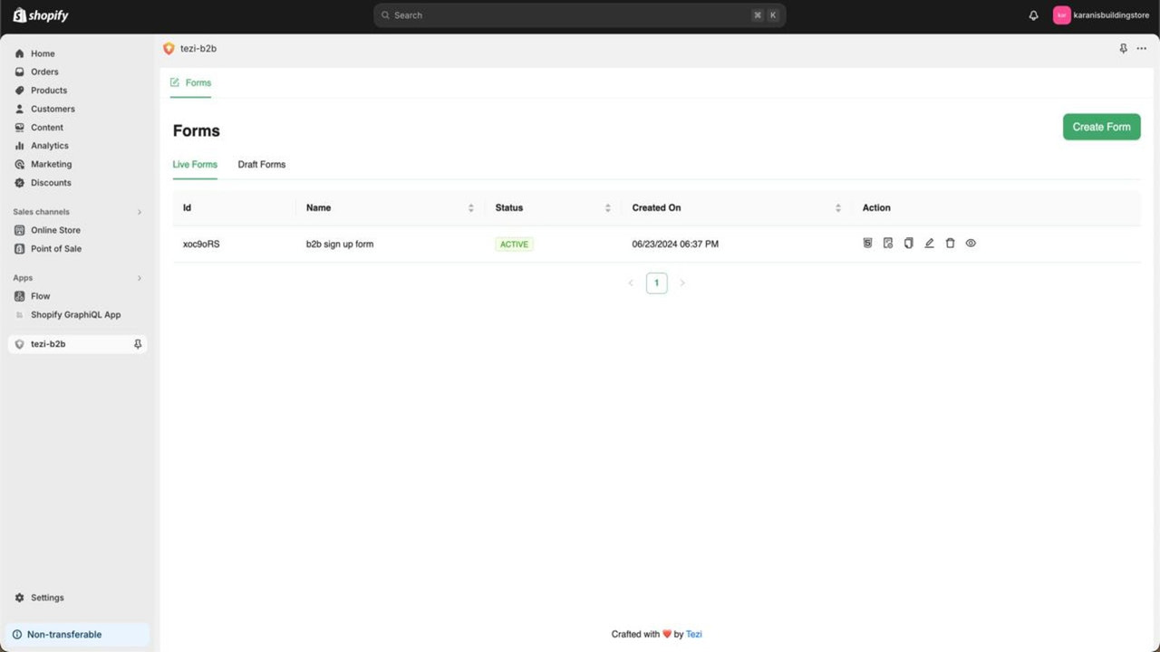 Form list to view existing forms