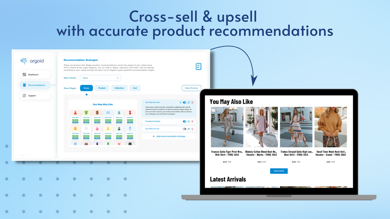 Recomendaciones de productos Cross-sell & upsell