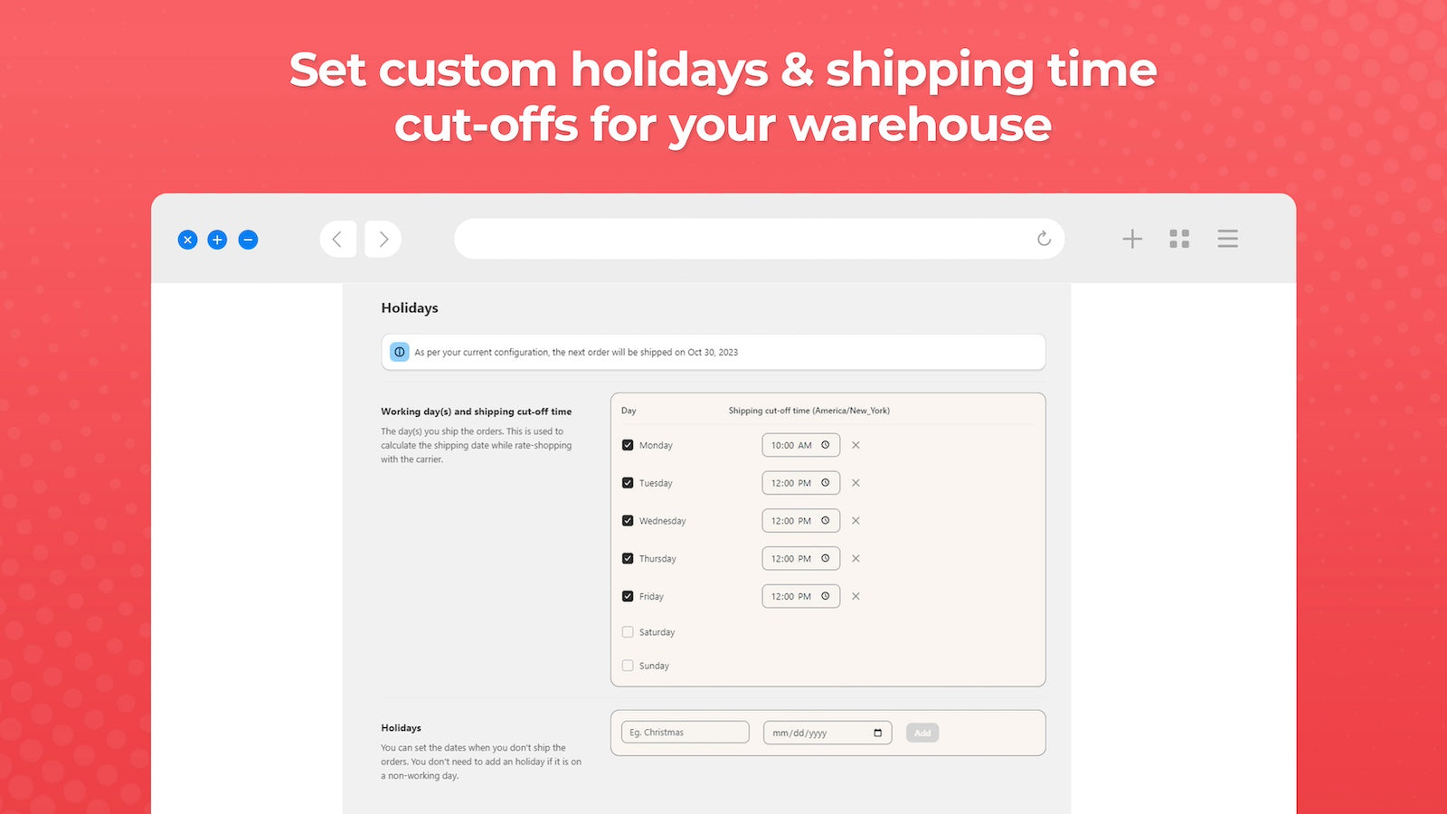 Ship+ Checkout Delivery Dates Screenshot