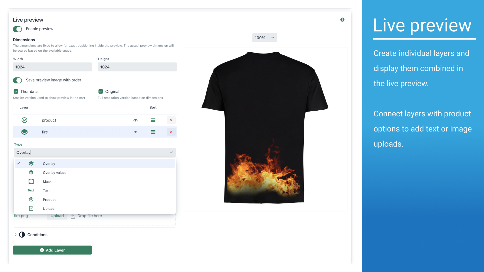 Live Product Options - Personalized Product Options, Text input, Live Image Preview'