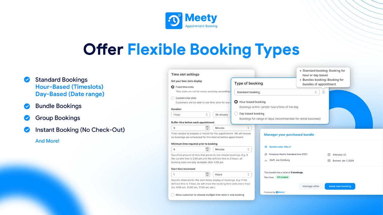 Offer flexible booking types