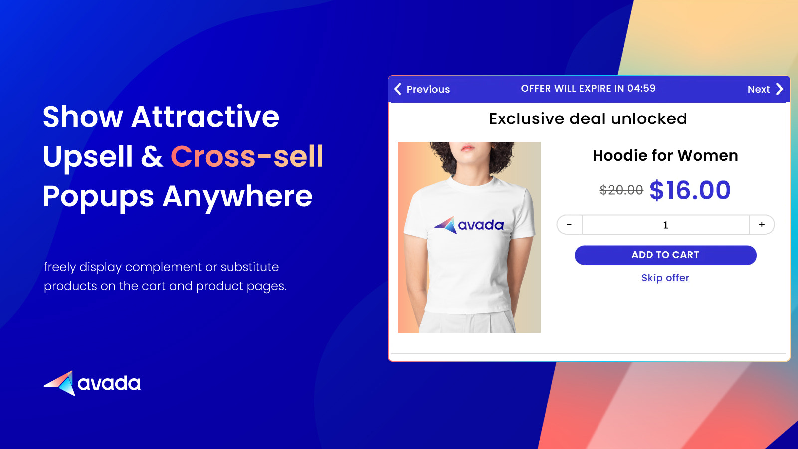 Ukažte atraktivní vyskakovací okna upsell a cross sell kdekoli