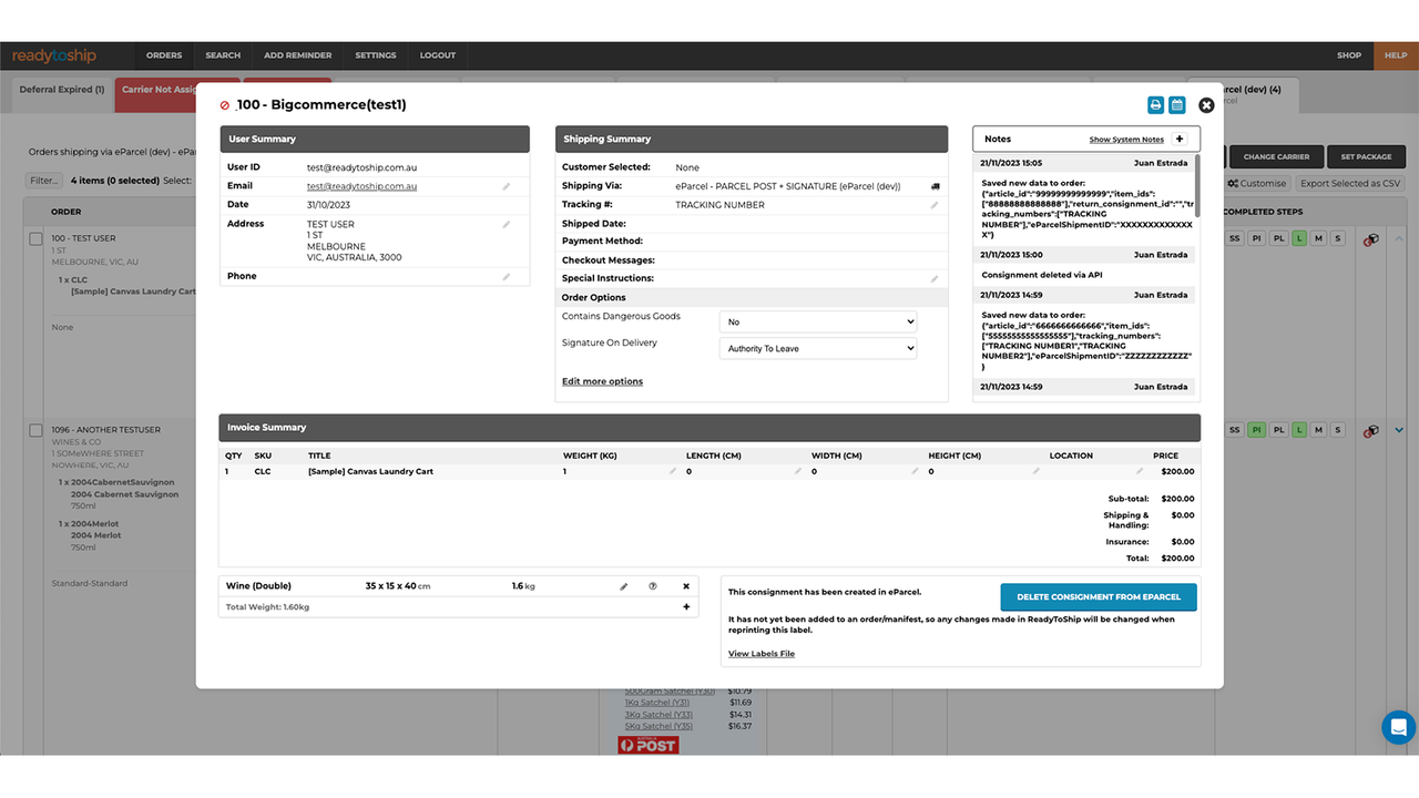 Rediger og se komplette ordredetaljer