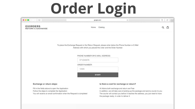 return exchange order login page