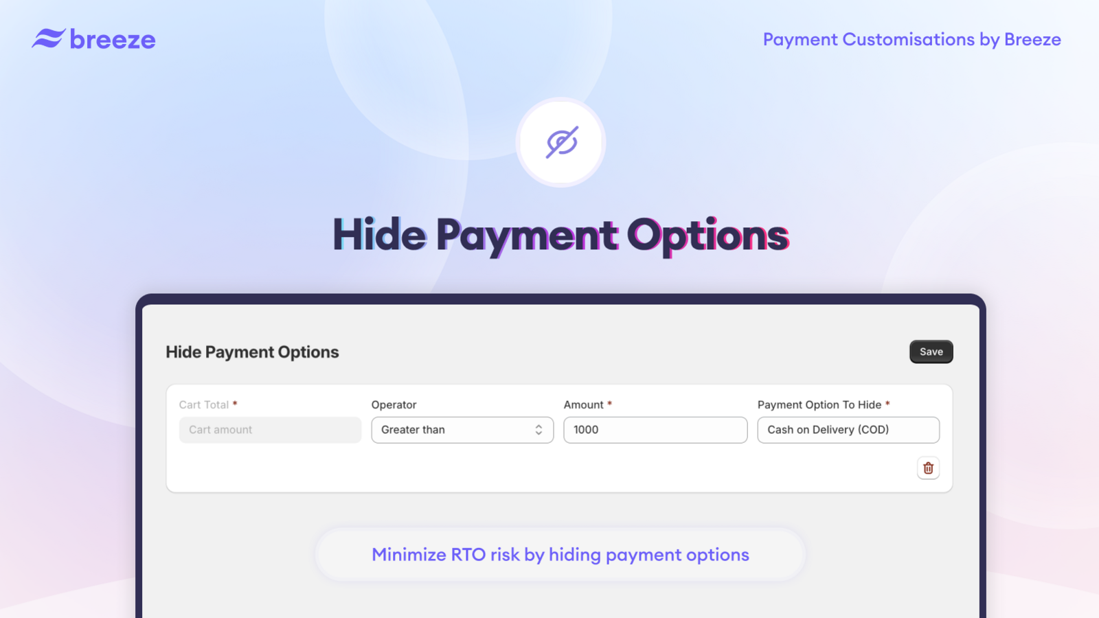 Payment Customisation ‑ Breeze Screenshot