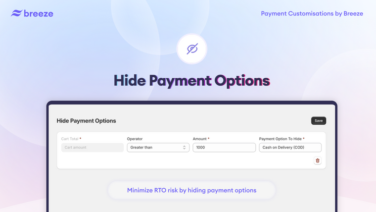 Payment Customisation ‑ Breeze Screenshot