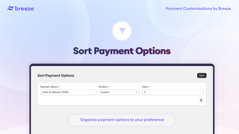 Payment Customisation ‑ Breeze Screenshot