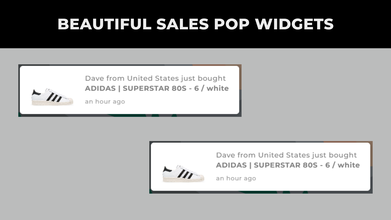 iconic sales pops - vackra widgets för nyliga försäljningar