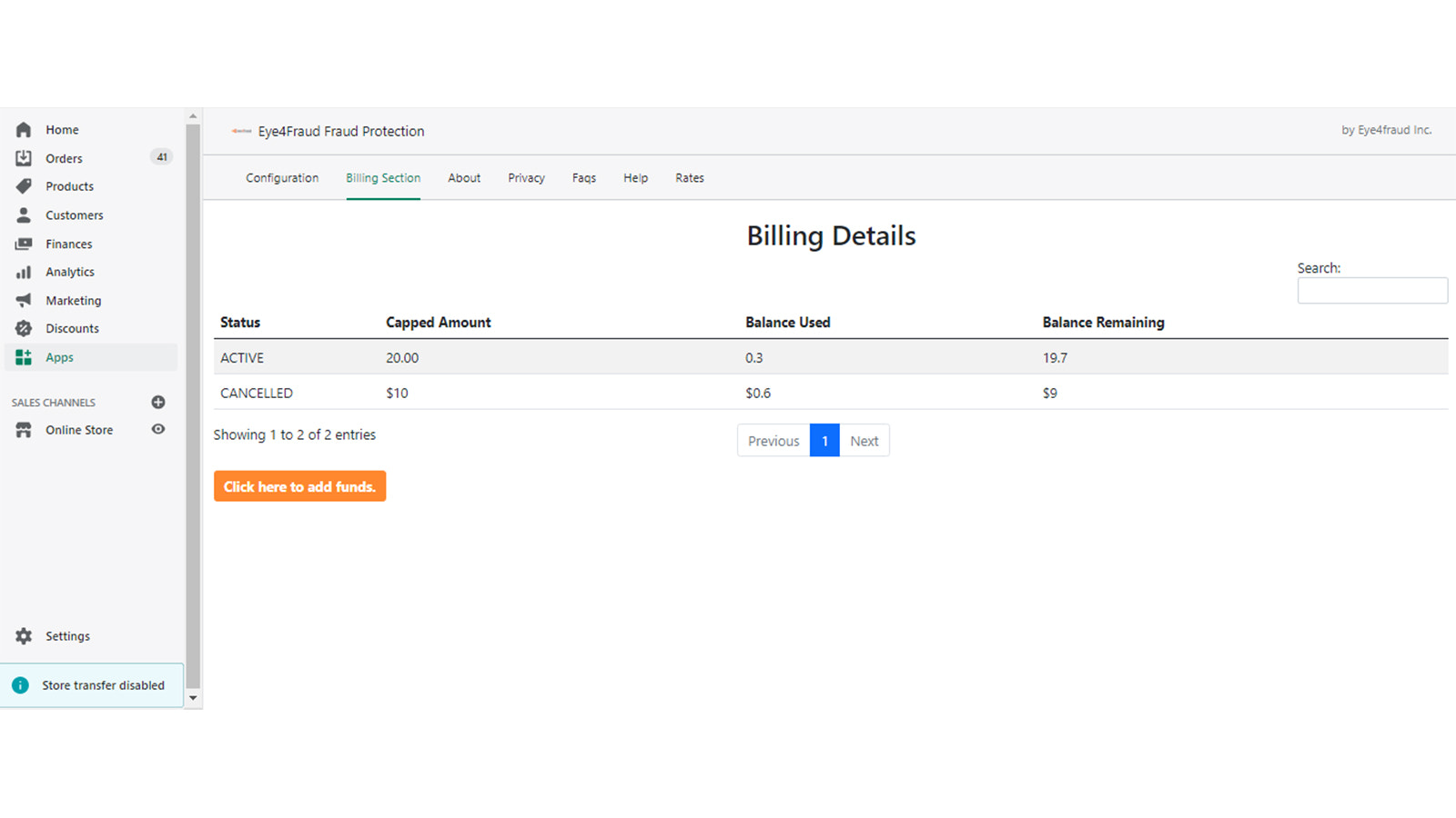 BILLING DASHBOARD