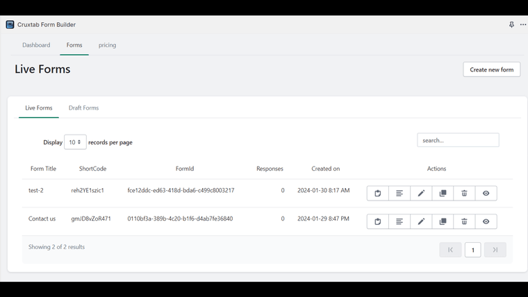 Cruxtab Form Builder Screenshot