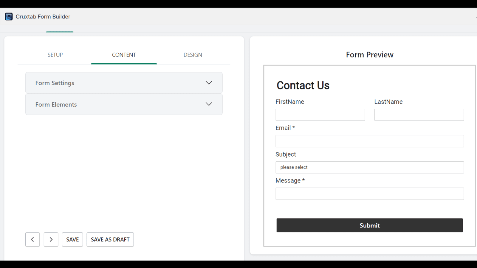 Cruxtab Form Builder Screenshot