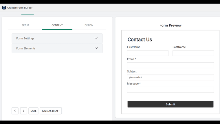 Cruxtab Form Builder Screenshot