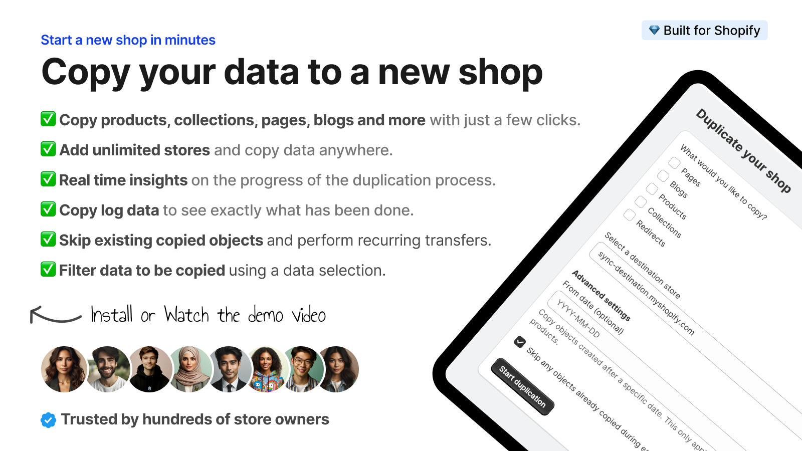 Kopier dine data til en ny butik