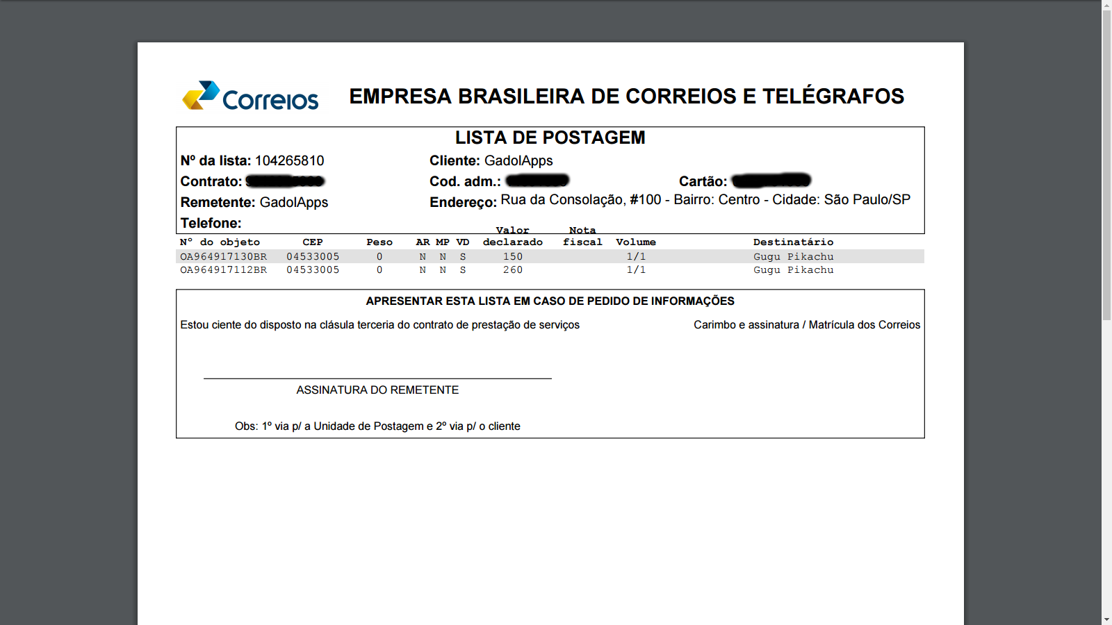 Geração automática da PLP (PLP (pré-lista de postagem)