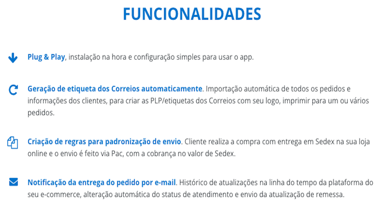 Funcionalidades Correios - SIGEP - Etiquetas