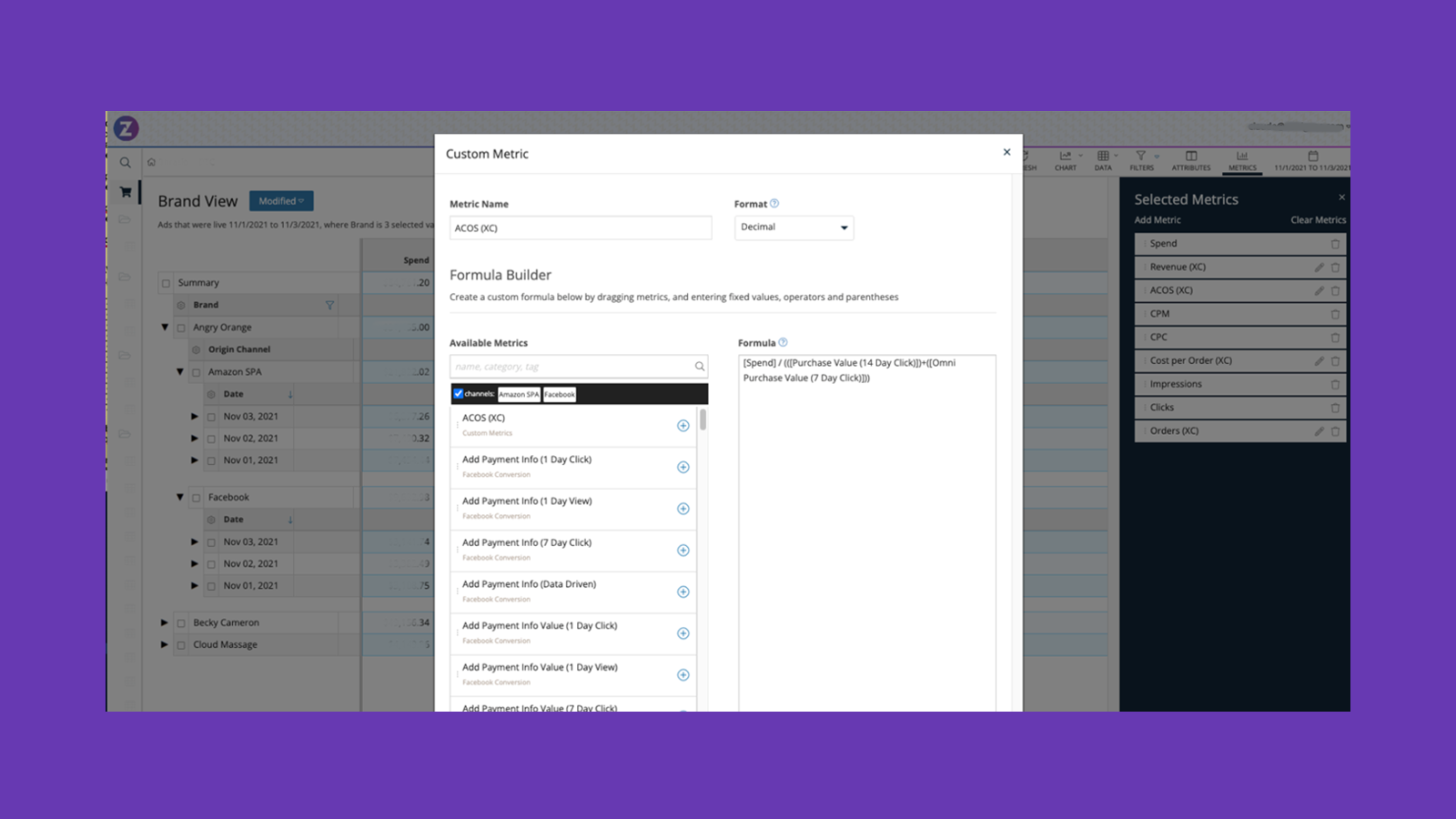 Custom metrics