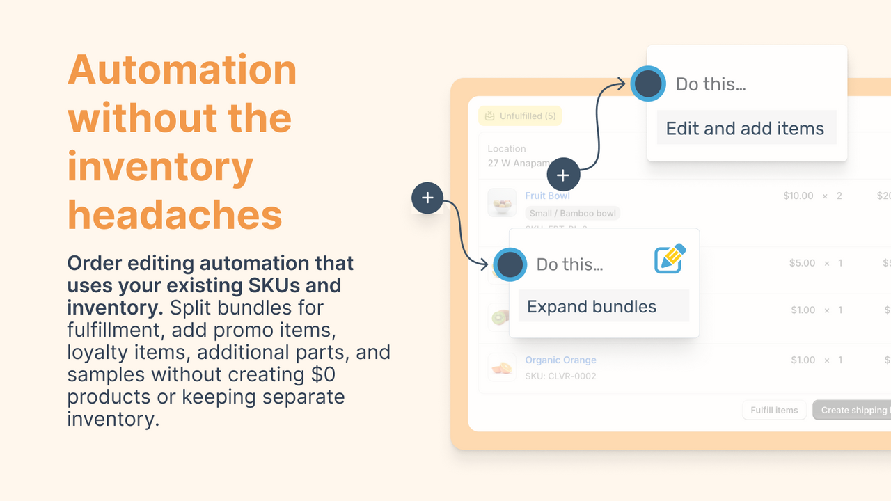 Order editing automation that doesn't require separate inventory