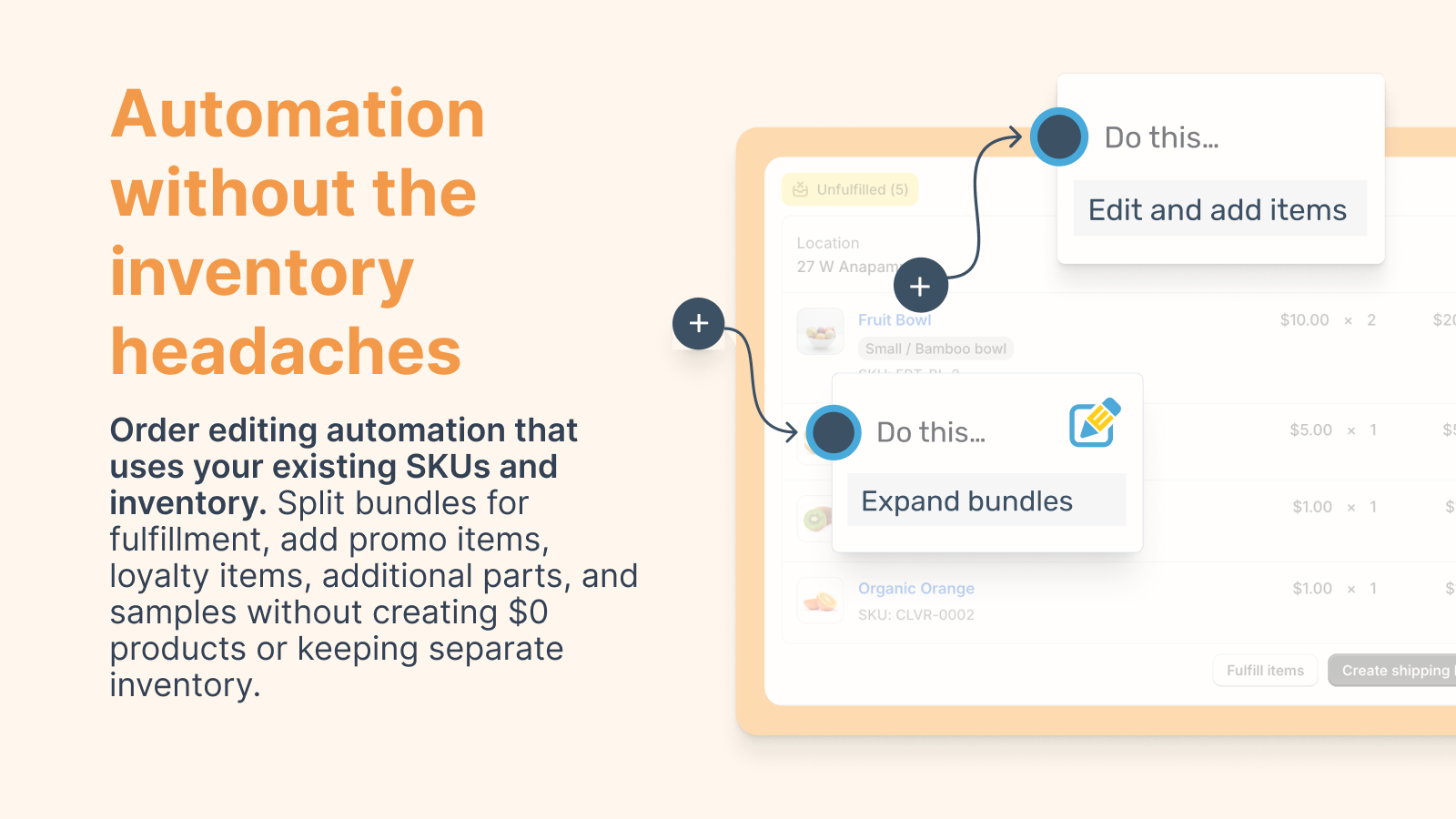 Order editing automation that doesn't require separate inventory