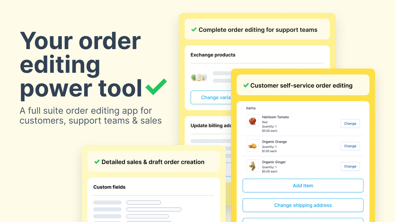 Comprehensive order editing and automation for Shopify
