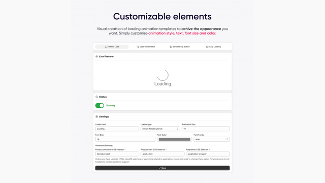 Infinite Loader Admin Customization