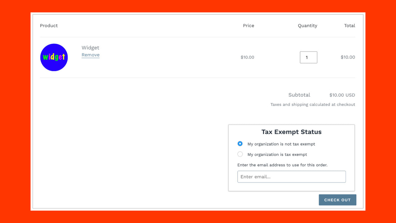 DIY Tax Exempt Checkout Screenshot