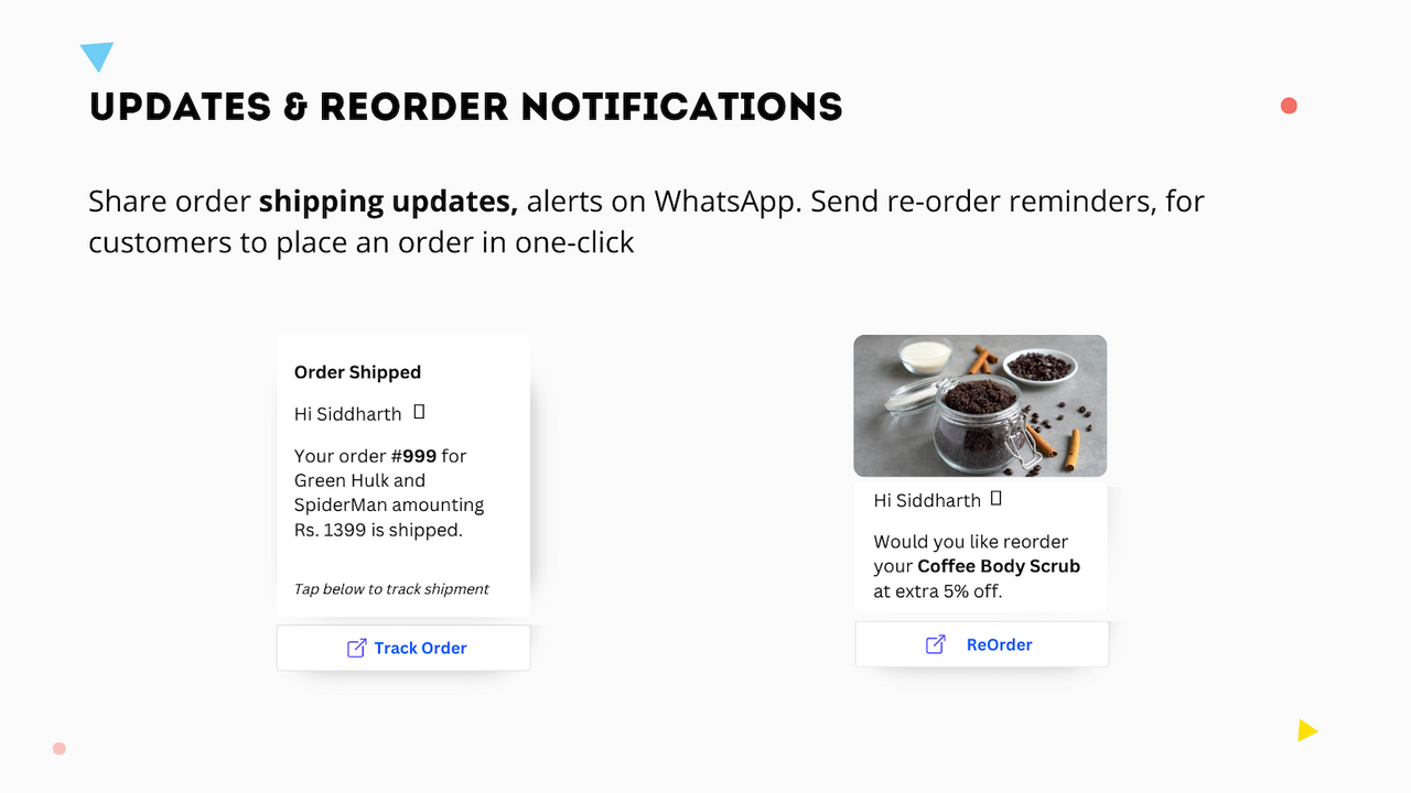 Order Updates / Reorder Notifications