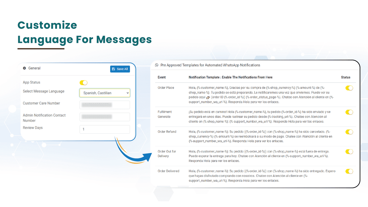 5 - Customize language for messages