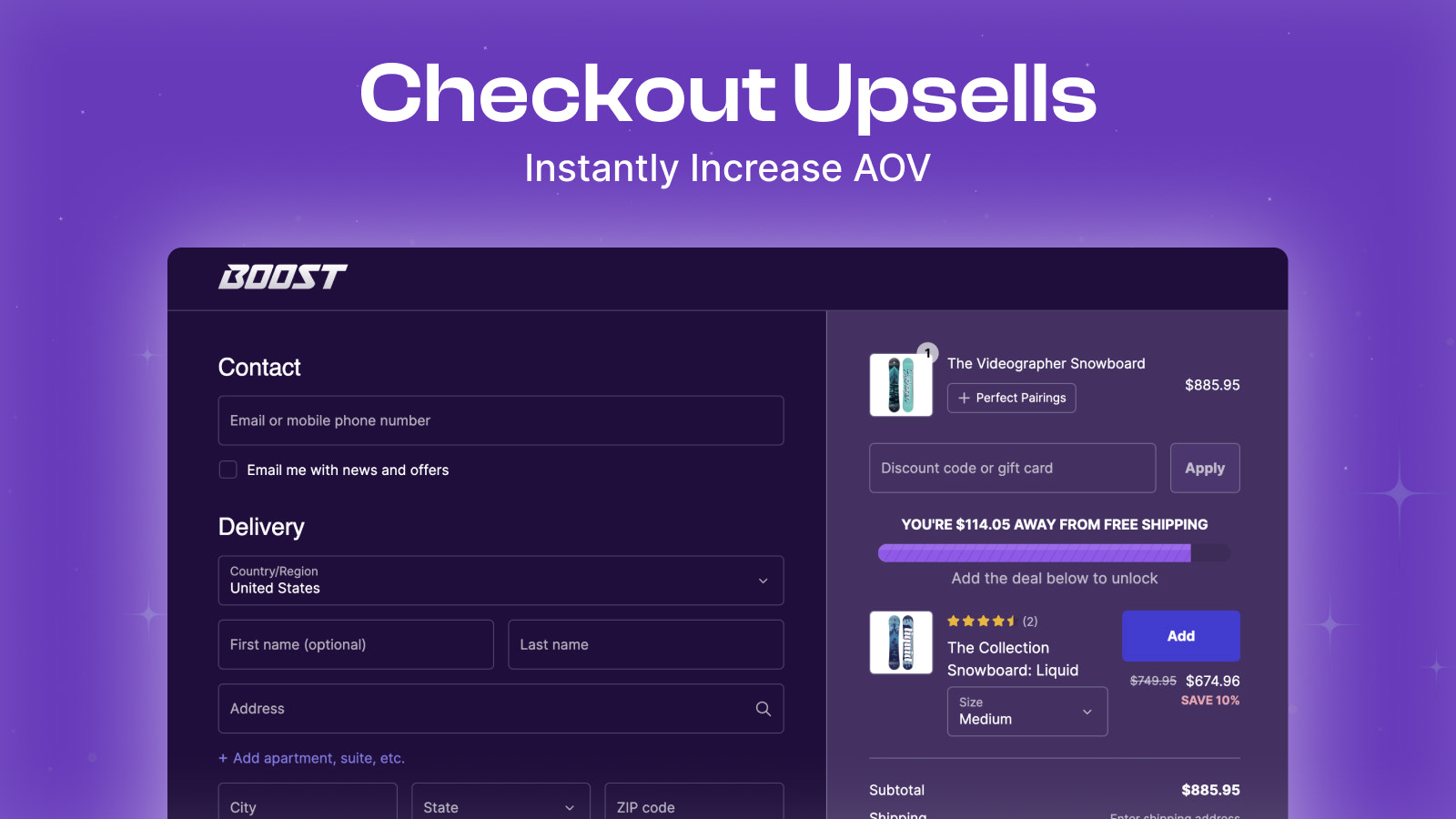 Upsells à la caisse - Augmentez instantanément le AOV