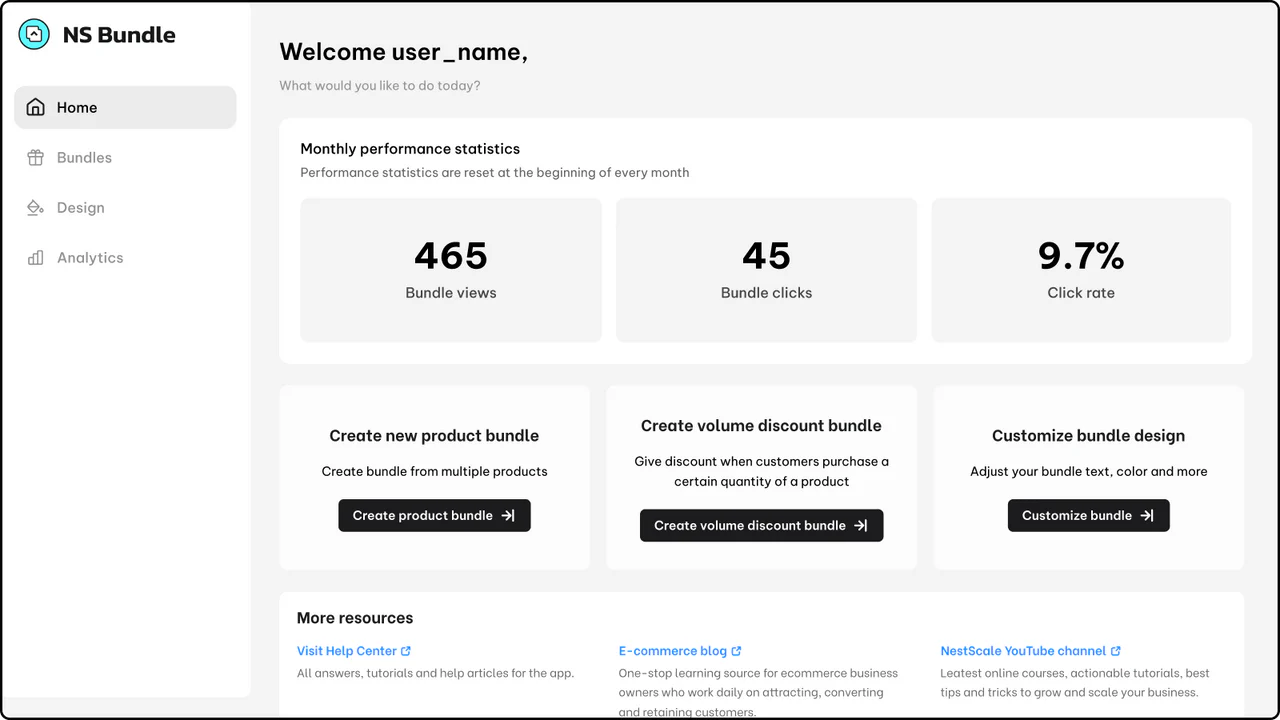 Tableau de bord de l'application intuitif et facile à utiliser