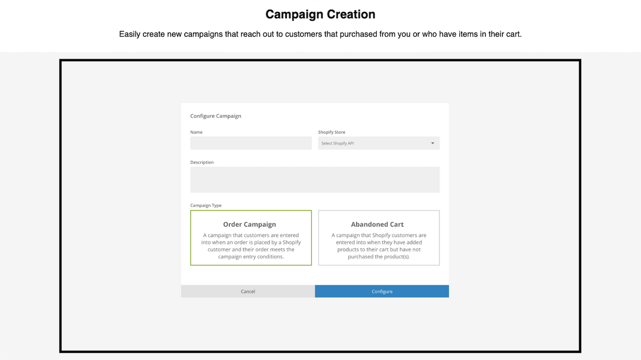 Configuring a campaign to be triggered by a Shopify purchase