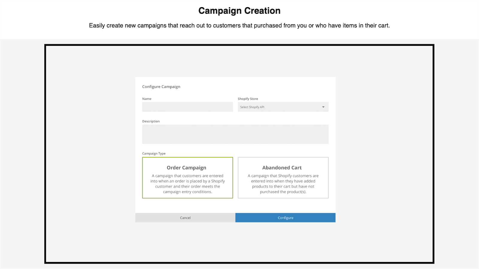 Configuring a campaign to be triggered by a Shopify purchase