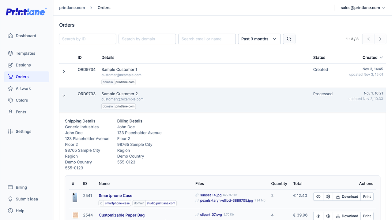 You can integrate Printlane in your own software and services