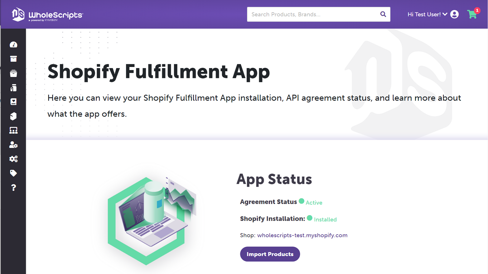 Página de configuración e información de la aplicación