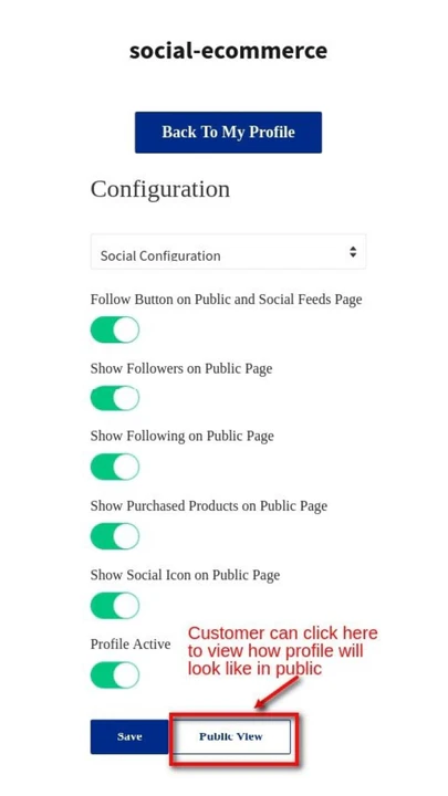 configuration sociale de commerce social