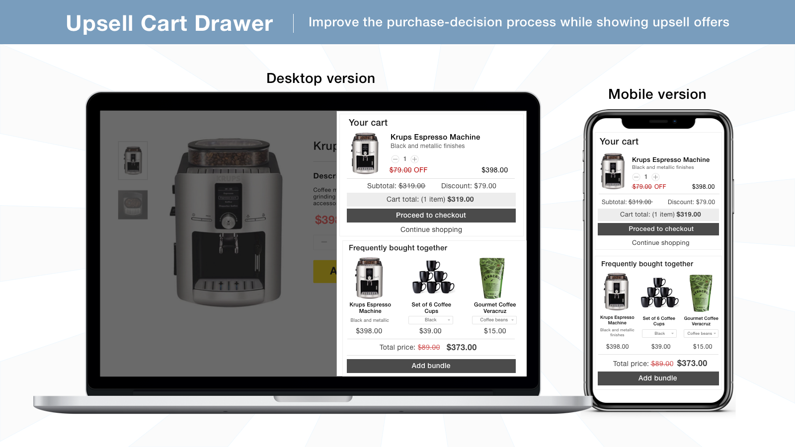 Upsellkit: Upsell Cart Drawer Screenshot