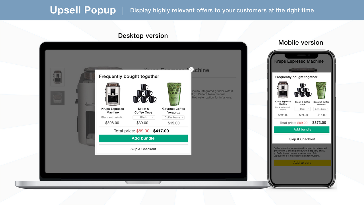 Popup de vente incitative pour les boutiques Shopify