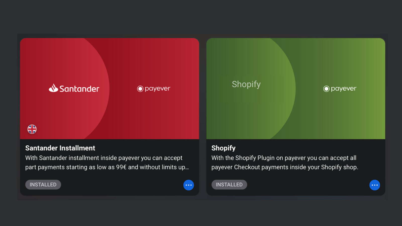 Santander Ratenzahlung und Shopify App in payever