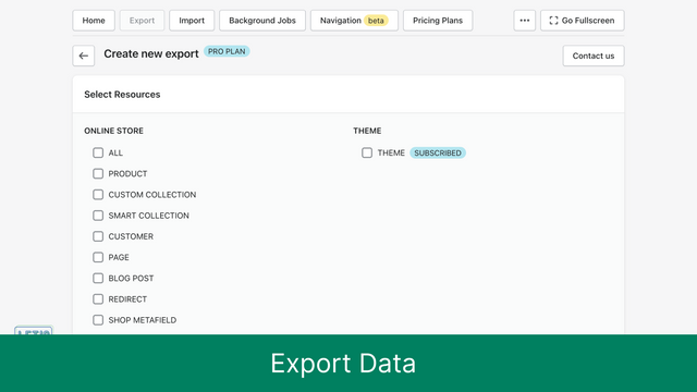 Exportar datos de la tienda de recursos